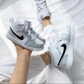 Nike Shoes | Nike Custom Air Jordan 1 Mid Sneakers | Color: Black/Gray | Size: Various