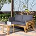 Union Rustic Alsa Patio Convertible Daybed Solid Wood Sofa w/ Cushion Wood/Wicker/Rattan in Brown/Gray | 29.5 H x 62 W x 29.5 D in | Wayfair