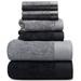 AllModern Doncia 8 Piece Towel Set Terry Cloth/100% Cotton in Gray/Black | 30 W in | Wayfair 641AEBCACC664C52B5F27FB3B461DB02