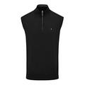 Oscar Jacobson Mens Sleeveless 100% Cotton Zip Sweater Top Black XL