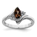 925 Sterling Silver Polished Marquise Open back Diamond and Smoky Quartz Ring Size N 1/2 Measures 2mm Wide Jewelry Gifts for Women