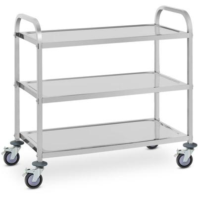 Servierwagen Edelstahl Teewagen Küchenwagen Gastro Servierhilfe 3 Borde 4 Räder Image