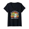 Damen Gin Tonic Liebhaber Geschenke Blutgruppe Gin Positiv T-Shirt mit V-Ausschnitt