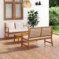 vidaXL 3-tlg. Garten-Lounge-Set mit Auflagen Massivholz Akazie