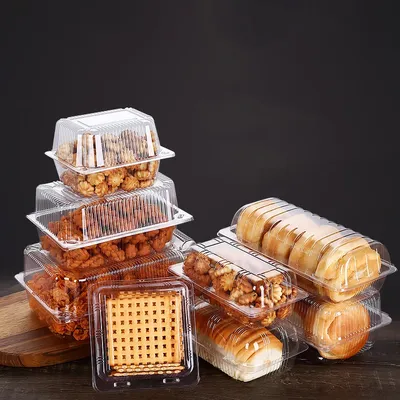 Emballage de gâteaux en plastique à usage unique 100 pièces boîte transparente pour salade de