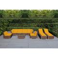Orren Ellis Barna 9 Piece Rattan Sectional Seating Group w/ Cushions - No Assembly Synthetic Wicker/Wicker/Rattan in Brown | Outdoor Furniture | Wayfair
