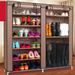 Rebrilliant Closet Rack Shelf Organizer 27 Pair Shoe Storage Cabinet Fabric in Brown | 42.13 H x 44.09 W x 11.02 D in | Wayfair