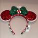 Disney Accessories | Authentic Disney Parks Christmas Minnie Mouse Ears | Color: Green/Red | Size: Os