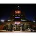 Chicago Cubs Unsigned Wrigley Field Night Outside the Stadium Photograph