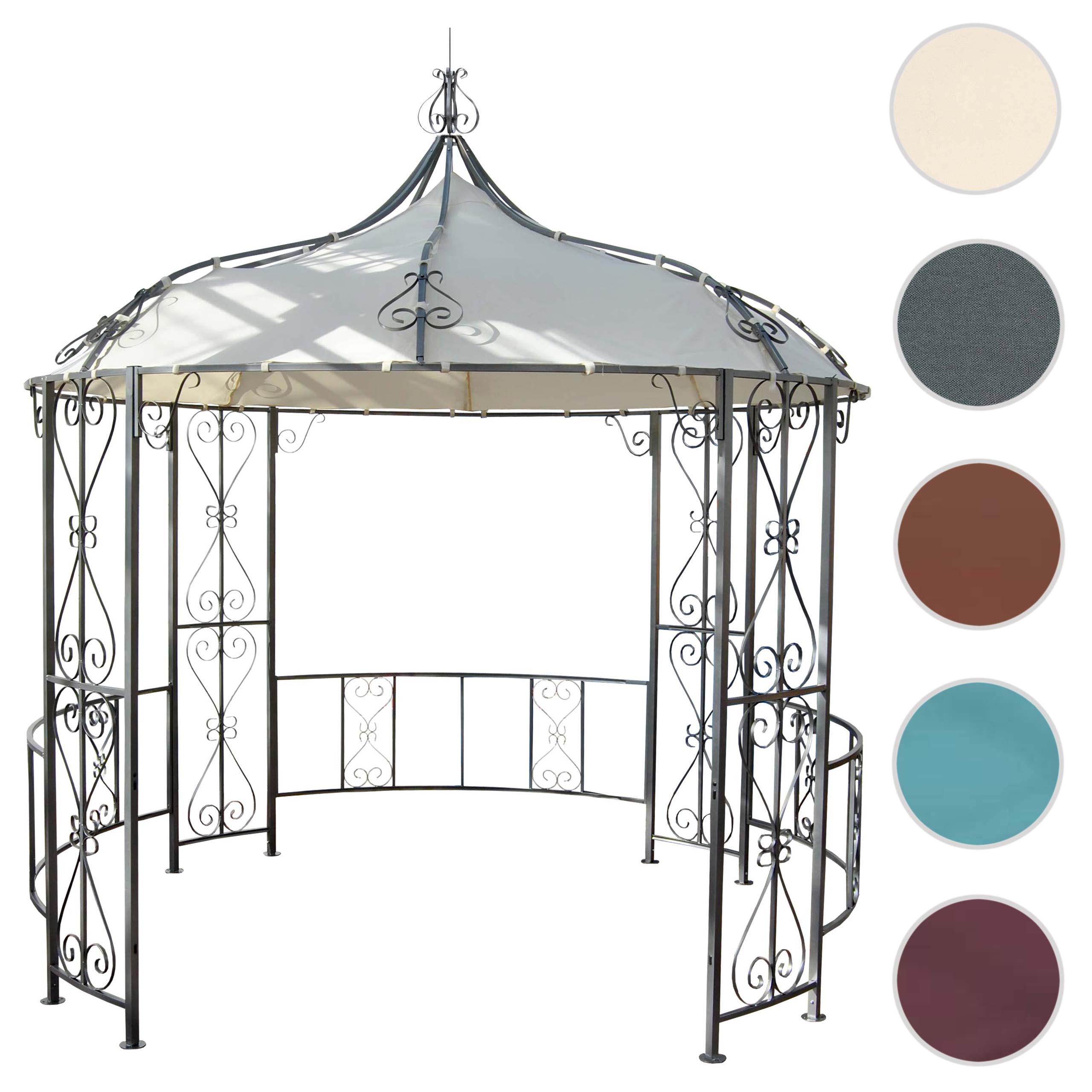 Pergola Almeria, Rundpavillon Garten Pavillon, stabiles Stahl-Gestell Ø 3m ~ terracotta-braun Image