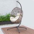 Harrier Hanging Egg Chair Swing – 2 Sizes | Indoor Outdoor Patio Garden Chair – Freestanding Rattan Egg Chair With Stand (Single Seat Only, Brown/Cream)