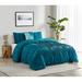 Rosecliff Heights Garment Washed Smocked Stripe Cable Braid 4-Piece Microfiber Comforter Set Polyester/Polyfill/Microfiber in Blue | Wayfair