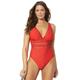 Plus Size Women's Lattice Plunge One Piece Swimsuit by Swimsuits For All in Red (Size 6)