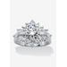 Women's Platinum Plated Round Cluster Ring Cubic Zirconia (3 5/8 cttw TDW) by PalmBeach Jewelry in Platinum (Size 9)