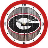 Georgia Bulldogs 11.5'' Suntime Premium Glass Face Weathered Wood Wall Clock