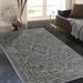 Allstar Rugs Distressed Grey and Charcoal Grey Rectangular Accent Area Rug with Ivory Persian Design - 4' 11"x7' 0"