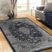 Allstar Rugs Distressed Midnight Blue and Grey Rectangular Accent Area Rug with Ivory Persian Design - 4' 11"x7' 0"