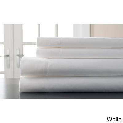 Hemstitch 400 Thread Count Cotton Sateen Weave Solid Color Sheet Set