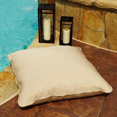Antique Beige 26-inch Square Indoor/ Outdoor Floor Pillow with Sunbrella Fabric