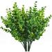 Enova Home 4 Pack Artificial Fake Green Plant Eucalyptus Plastic Leaves Grasses Bush for Home Table Office Outdoor Decoration