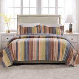 Greenland Home Fashions Katy 100% Cotton Reversible Stripes Quilt Set