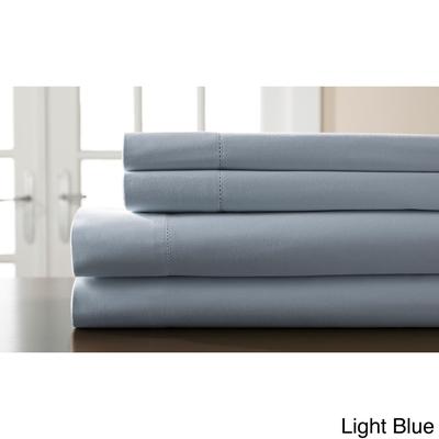 Hemstitch 400 Thread Count Cotton Sateen Weave Solid Color Sheet Set