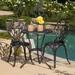 Nassau Outdoor Vintage Style Cast Aluminum Bistro Set with Tulips by Christopher Knight Home