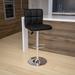 Contemporary Quilted Vinyl Adjustable Height Barstool with Chrome Base