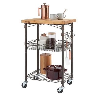 TRINITY PRO® Expandable Bamboo Top Kitchen Cart, Bronze Anthracite®