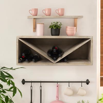 American Art Decor Natural Wooden Wine Display Shelf