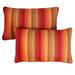 Red Stripe with Textured Red Indoor / Outdoor Lumbar Pillows Set of 2 - 16 in H x 26 in W