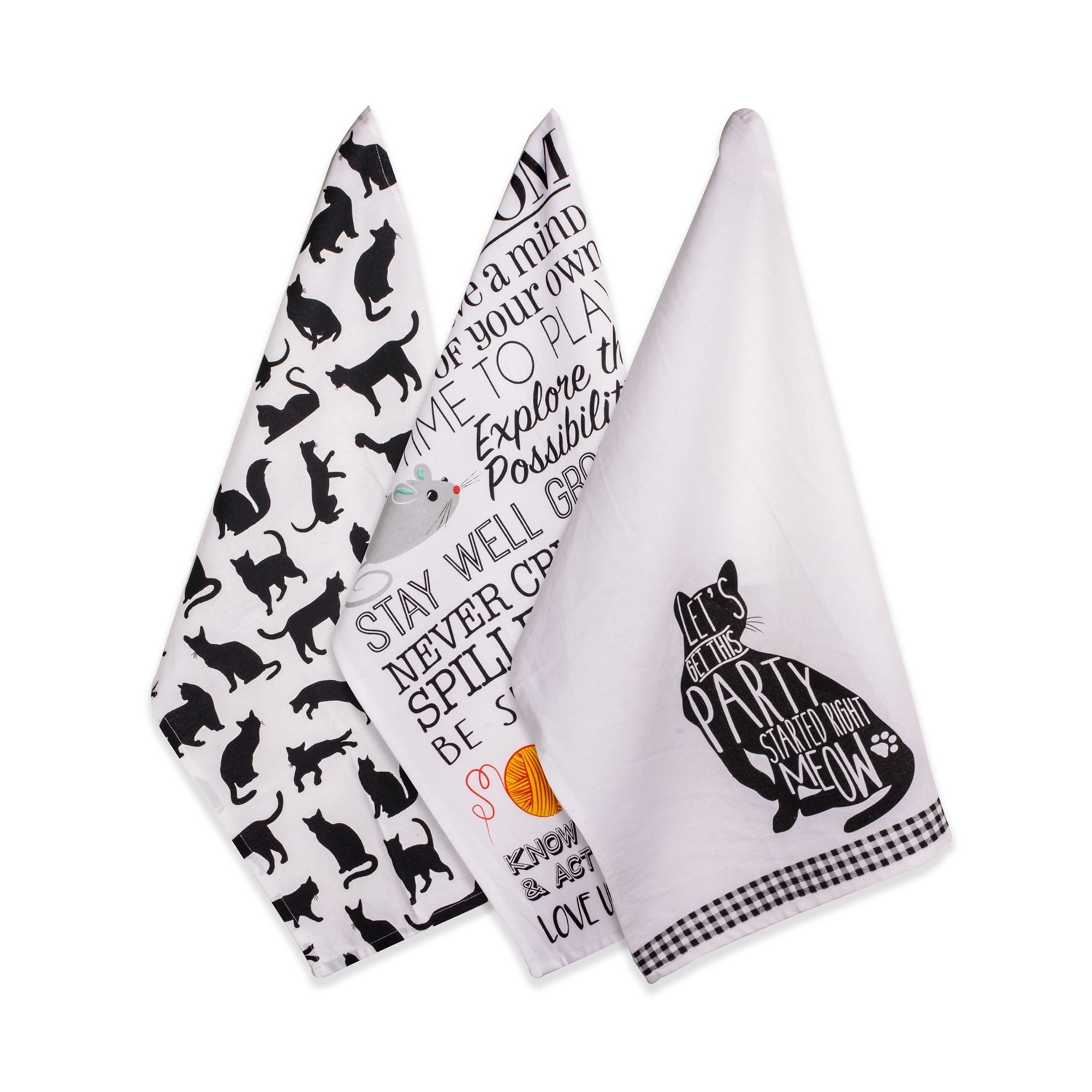 DII Assorted Pets Printed Dishtowel (Set of 3) - 18 x 28"