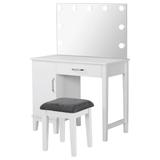 Coaster Furniture Elijah White and Dark Grey Vanity Set with LED Lights