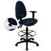 Office Blue Fabric Multi Functional Drafting Chair with Adjustable Lumbar Support and Foot Ring