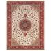 Pasargad Home Tabriz Ivory/Red Silk & Wool Rug (8' 3" X 11' 6") - 8' x 12'