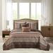 Madison Park Dartmouth Reversible Oversized Jacquard 5-pc Bedspread Quilt Set with Shams and Embroidered Pleated Throw Pillows