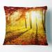 Designart 'Yellow Red Fall Trees and Leaves' Landscape Printed Throw Pillow