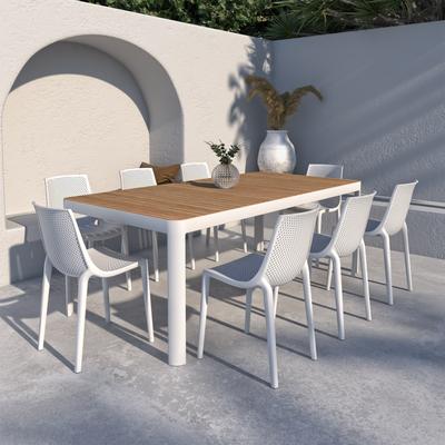 Amazonia Isra FSC Certified Wood 9pc Outdoor Patio Dining Set