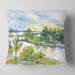 Designart 'Autumn Forest and Lake Watercolor' Landscape Printed Throw Pillow