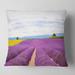 Designart 'Sunflower and Lavender Fields' Landscape Printed Throw Pillow