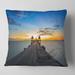 Designart 'Long Wood Pier Leading to Colorful Sea' Sea Bridge Throw Pillow