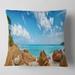 Designart 'Rocky Seychelles Island Panorama' Oversized Beach Throw Pillow