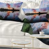 Designart 'Sunset Sky Mirrored in Lake Water' Landscape Printed Throw Pillow