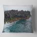 Designart 'Rocky Coast with Moss in Azores' Seashore Throw Pillow