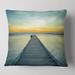 Designart 'Wood Pier into the Yellow Blue Sea' Wooden Sea Bridge Throw Pillow