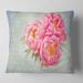 Designart 'Pink Peony Flowers in White Vase' Floral Throw Pillow