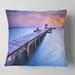 Designart 'Wooden Bridge over Blue Waters' Pier Seascape Throw Pillow