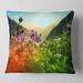 Designart 'Multicolor Mountains Meadow View' Floral Throw Pillow