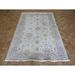 Hand Knotted Ivory Turkish Bamboo Silk Oushak with Bamboo Silk Oriental Rug (6' x 9') - 6' x 9'