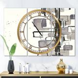 Designart 'Glam Dancing shape III' Glam 3 Panels Oversized Wall CLock - 36 in. wide x 28 in. high - 3 panels